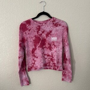 Vans Pink and White Crop Hoodie Long Sleeve